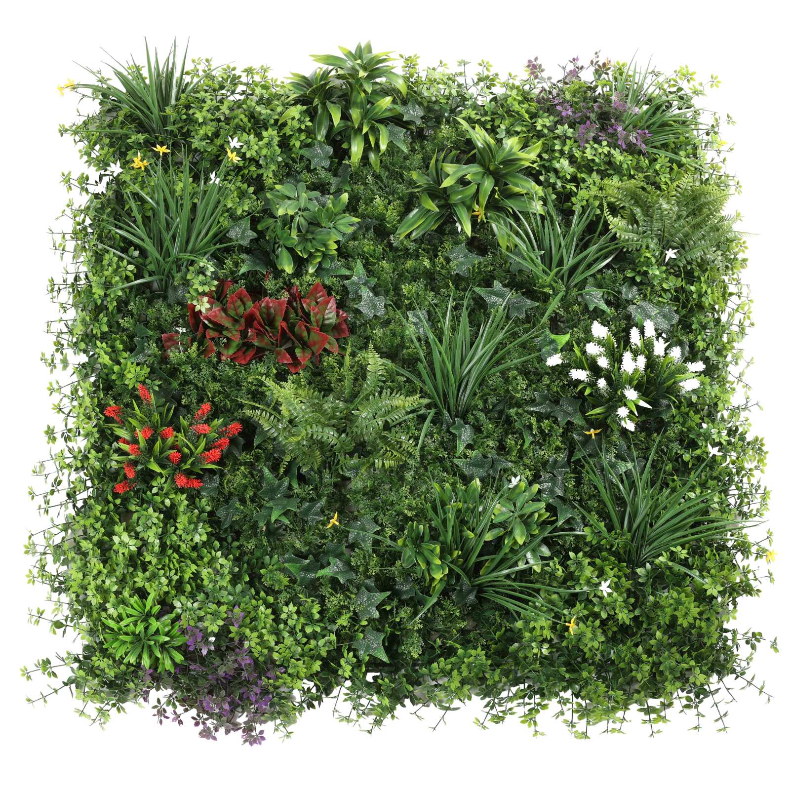 Künstliche Pflanzenwand, Naturblumen, Premium, Indoor und Outdoor, 100x100 cm