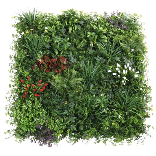 Künstliche Pflanzenwand, Naturblumen, Premium, Indoor und Outdoor, 100x100 cm