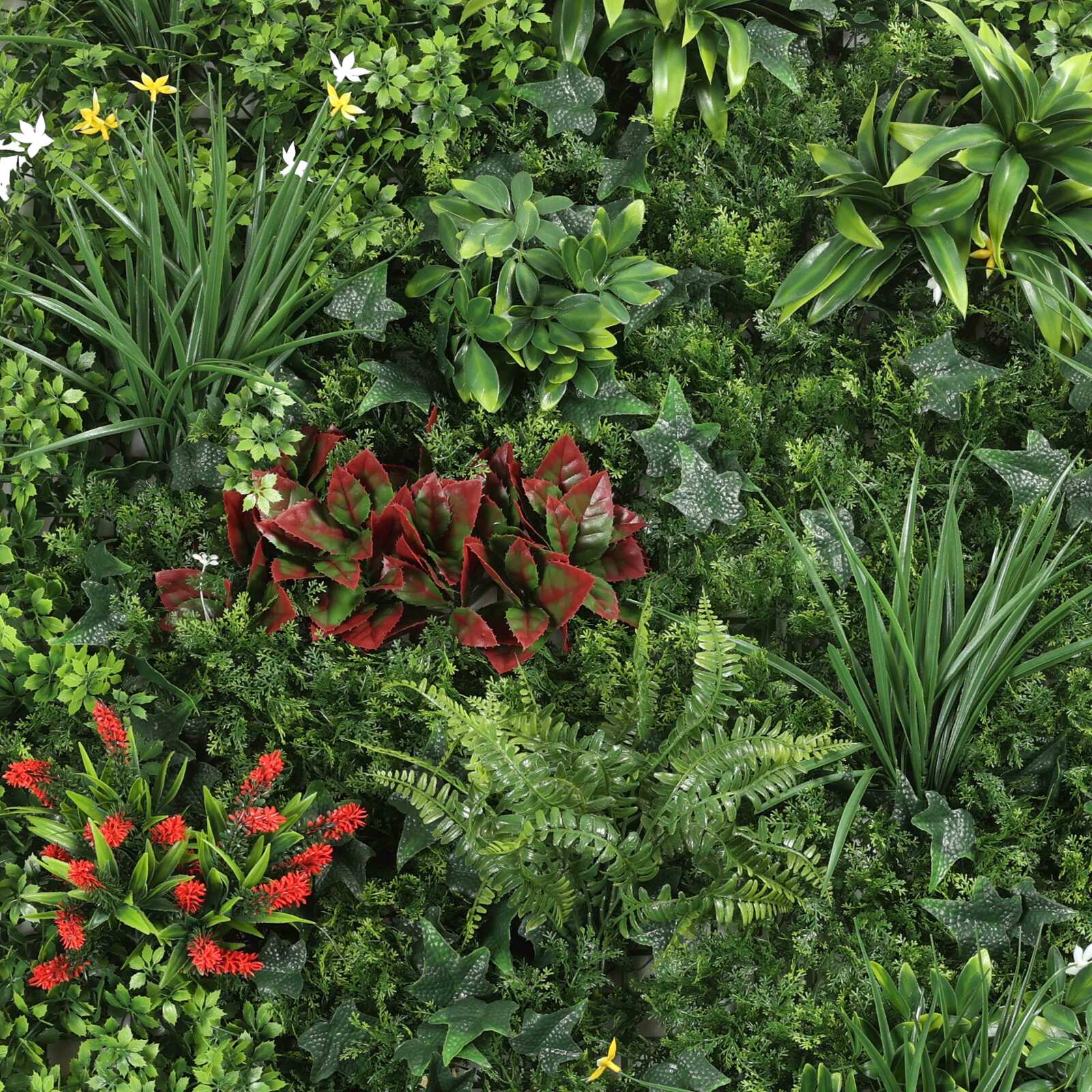 Künstliche Pflanzenwand, Naturblumen, Premium, Indoor und Outdoor, 100x100 cm