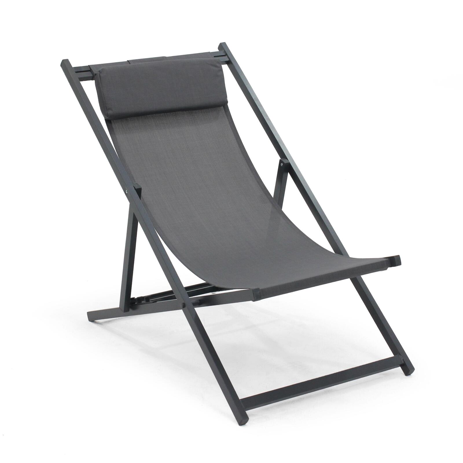 2er-set verstellbaren Aluminium-Sonnensesseln mit 4 Positionen 