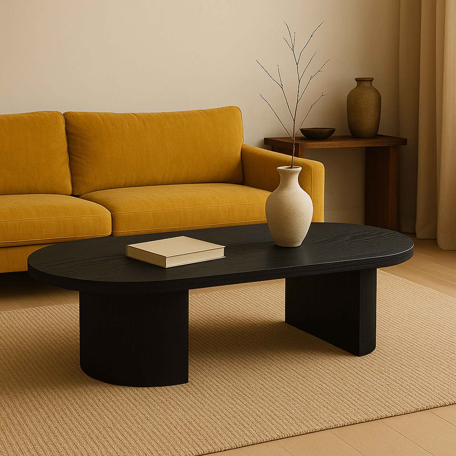 Couchtisch oval, in Holzoptik, 120x70x35 cm