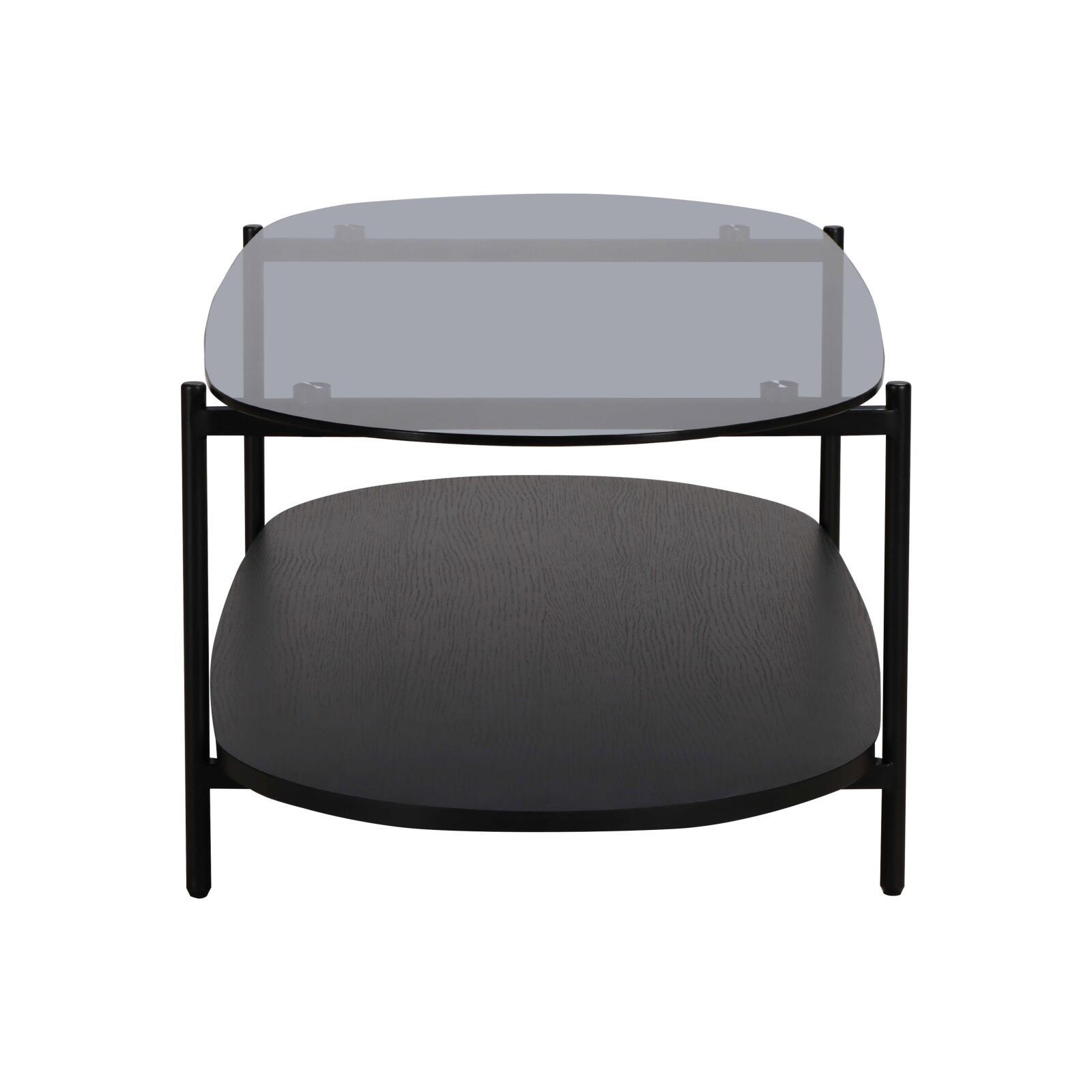 Couchtisch Ovaler aus Glas und Holzoptik 120 x 55 x 40 cm