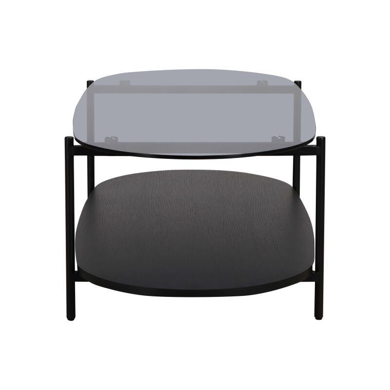 Couchtisch Ovaler aus Glas und Holzoptik 120 x 55 x 40 cm (3/6)