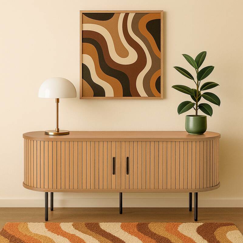 TV-Schrank aus MDF mit Melamin- und Stahldekor 120 cm (2/8)