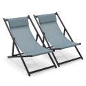 2er-set verstellbaren Aluminium-Sonnensesseln mit 4 Positionen