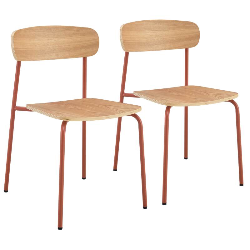 Set aus 2 Stühlen aus Metall und Holz