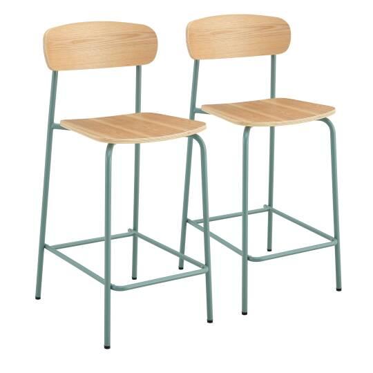 Set mit 2 Hochstühlen aus Metall und Holz