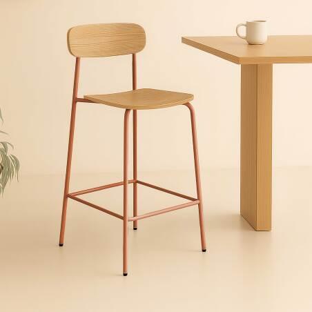 Set mit 2 Hochstühlen aus Metall und Holz