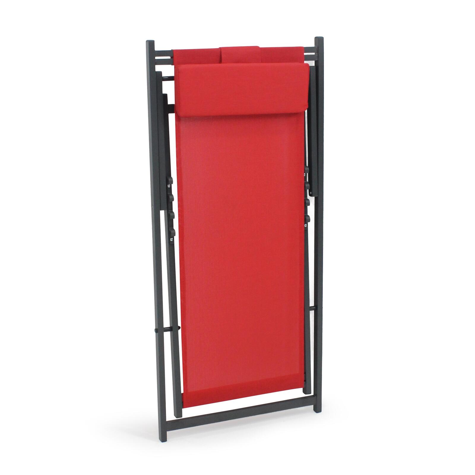 2er-set verstellbaren Aluminium-Sonnensesseln mit 4 Positionen 