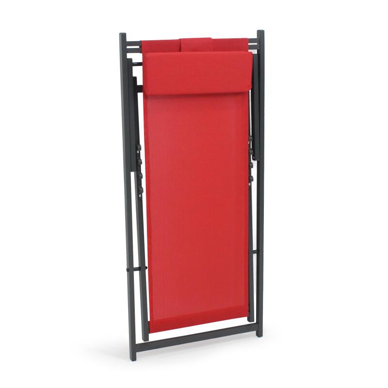 2er-set verstellbaren Aluminium-Sonnensesseln mit 4 Positionen  (4/5)