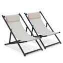 2er-set verstellbaren Aluminium-Sonnensesseln mit 4 Positionen 