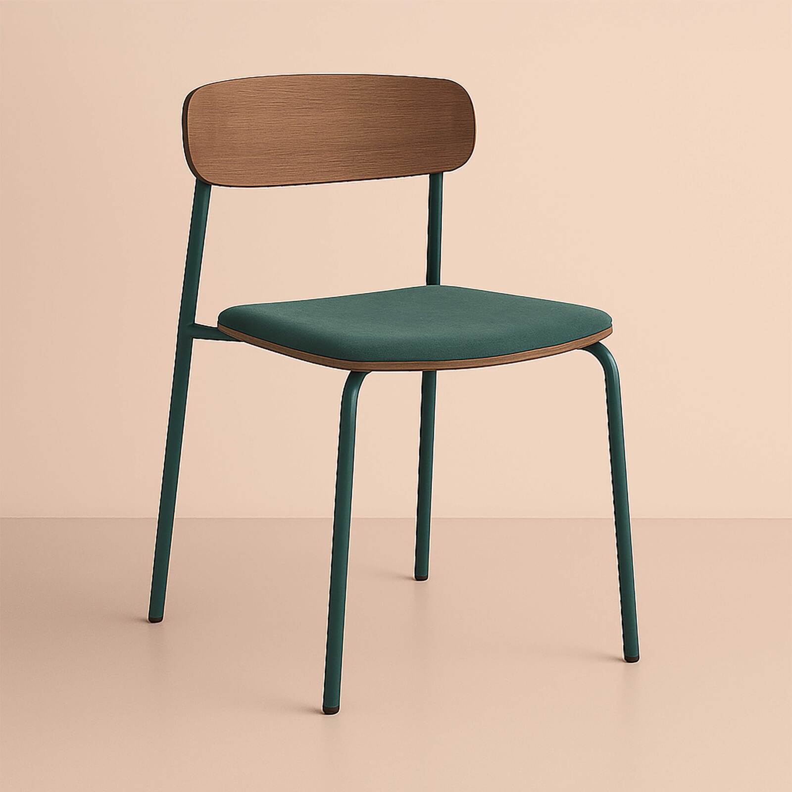 Set mit 2 Stühlen aus Metall, Holz und Stoff