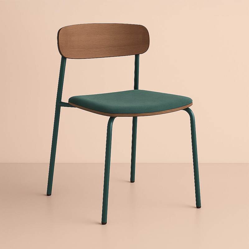 Set mit 2 Stühlen aus Metall, Holz und Stoff