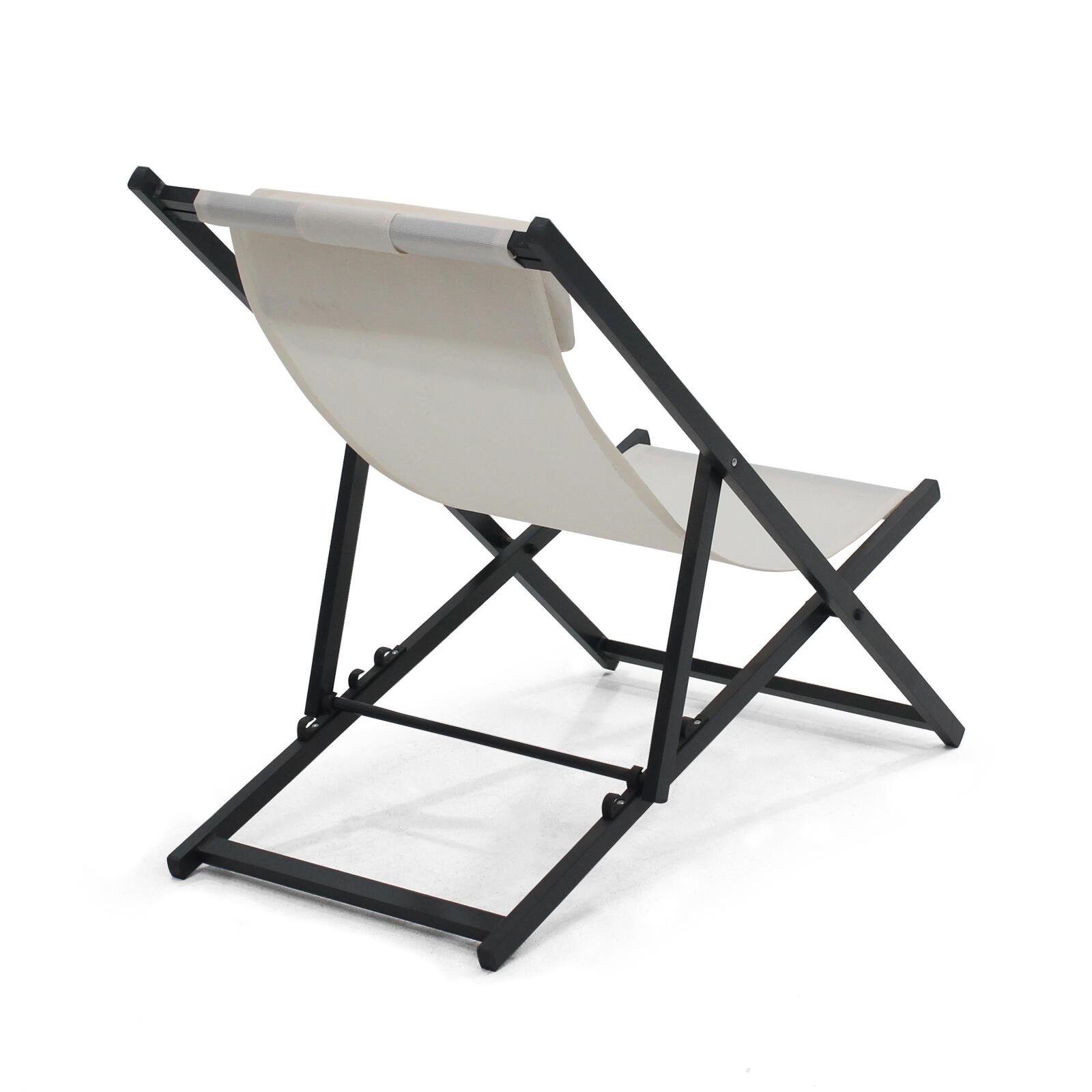 2er-set verstellbaren Aluminium-Sonnensesseln mit 4 Positionen 