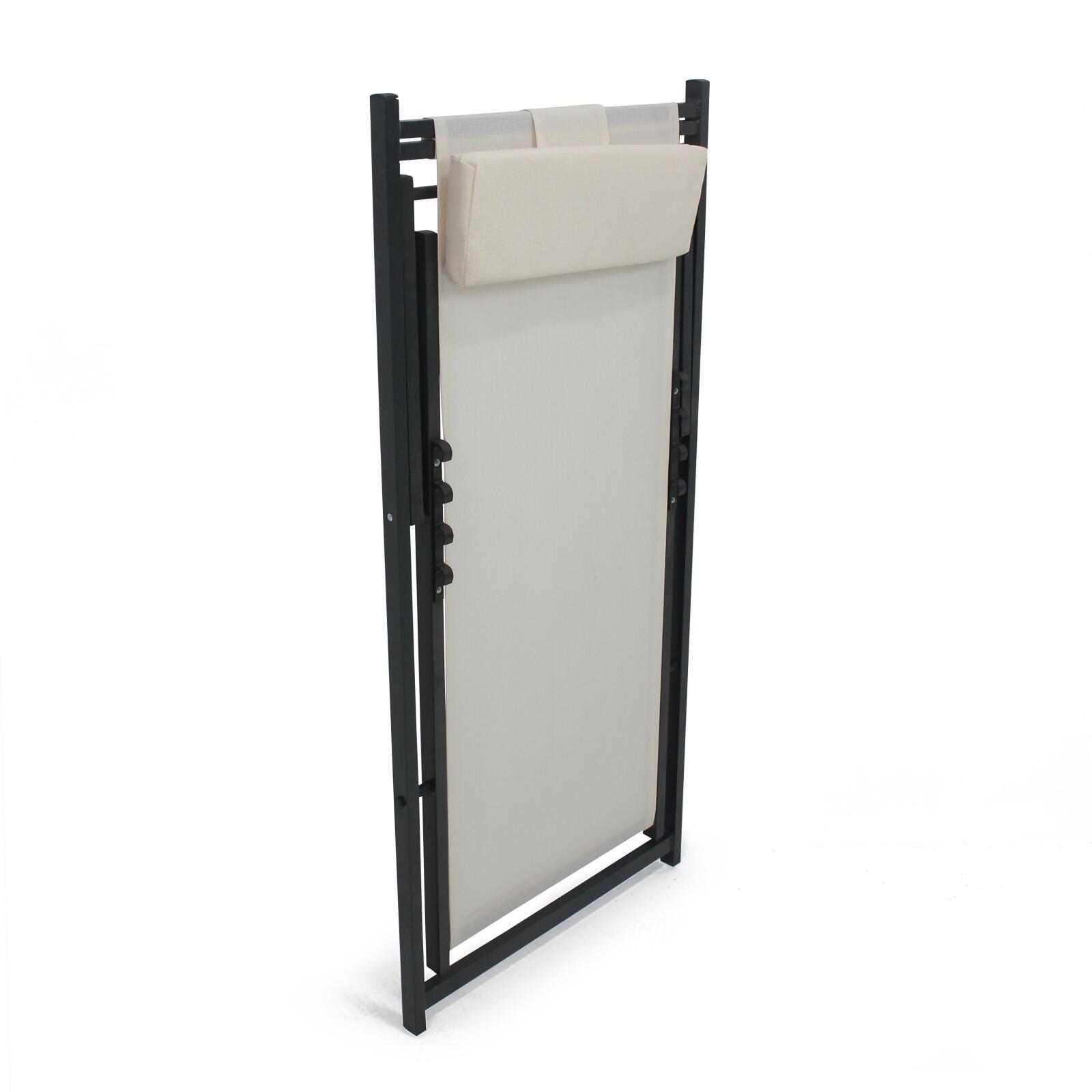 2er-set verstellbaren Aluminium-Sonnensesseln mit 4 Positionen 