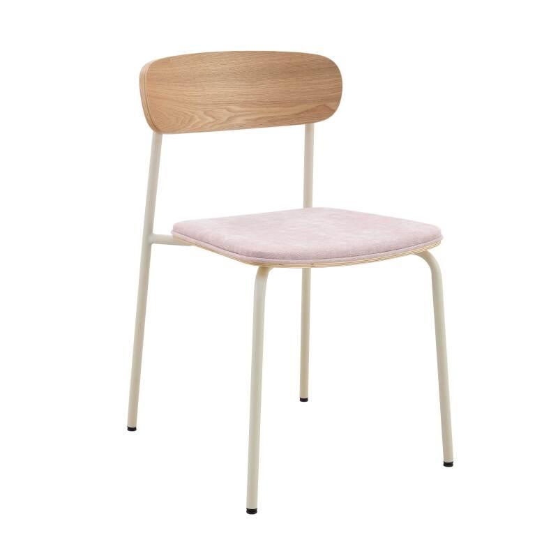 Set mit 2 Stühlen aus Metall, Holz und Stoff (5/6)