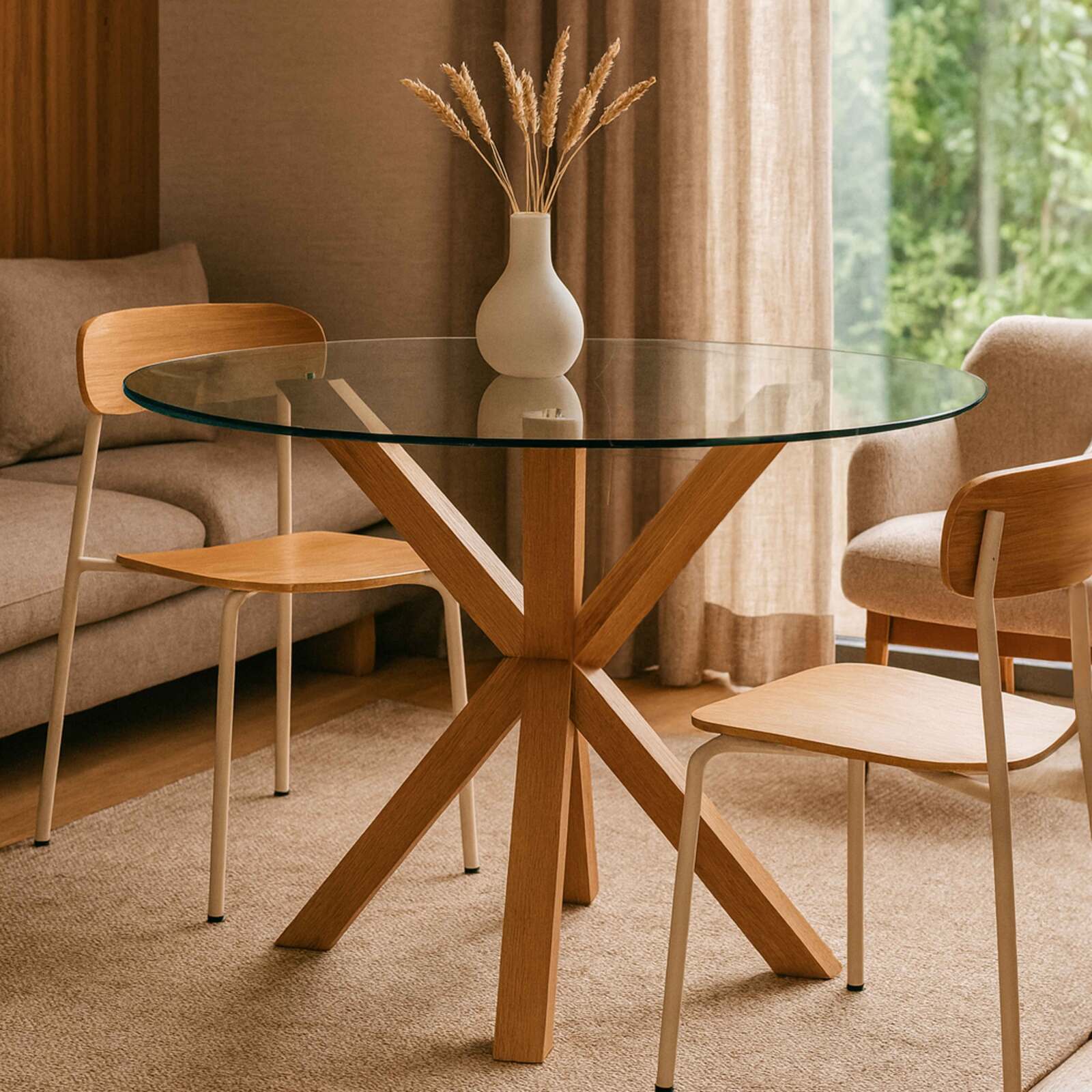 Esstisch Runder aus Glas für 6 Personen