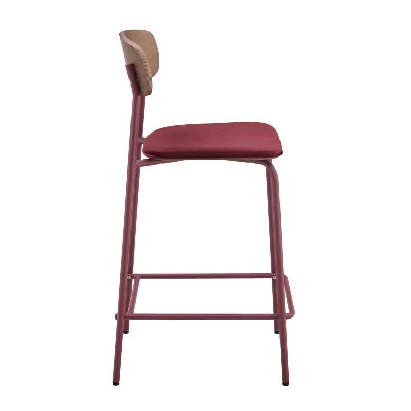 Set mit 2 Hochstühlen aus Metall, Holz und Stoff (3/7)