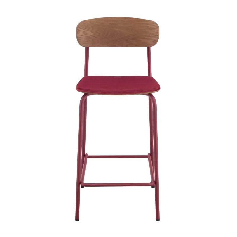 Set mit 2 Hochstühlen aus Metall, Holz und Stoff (4/7)