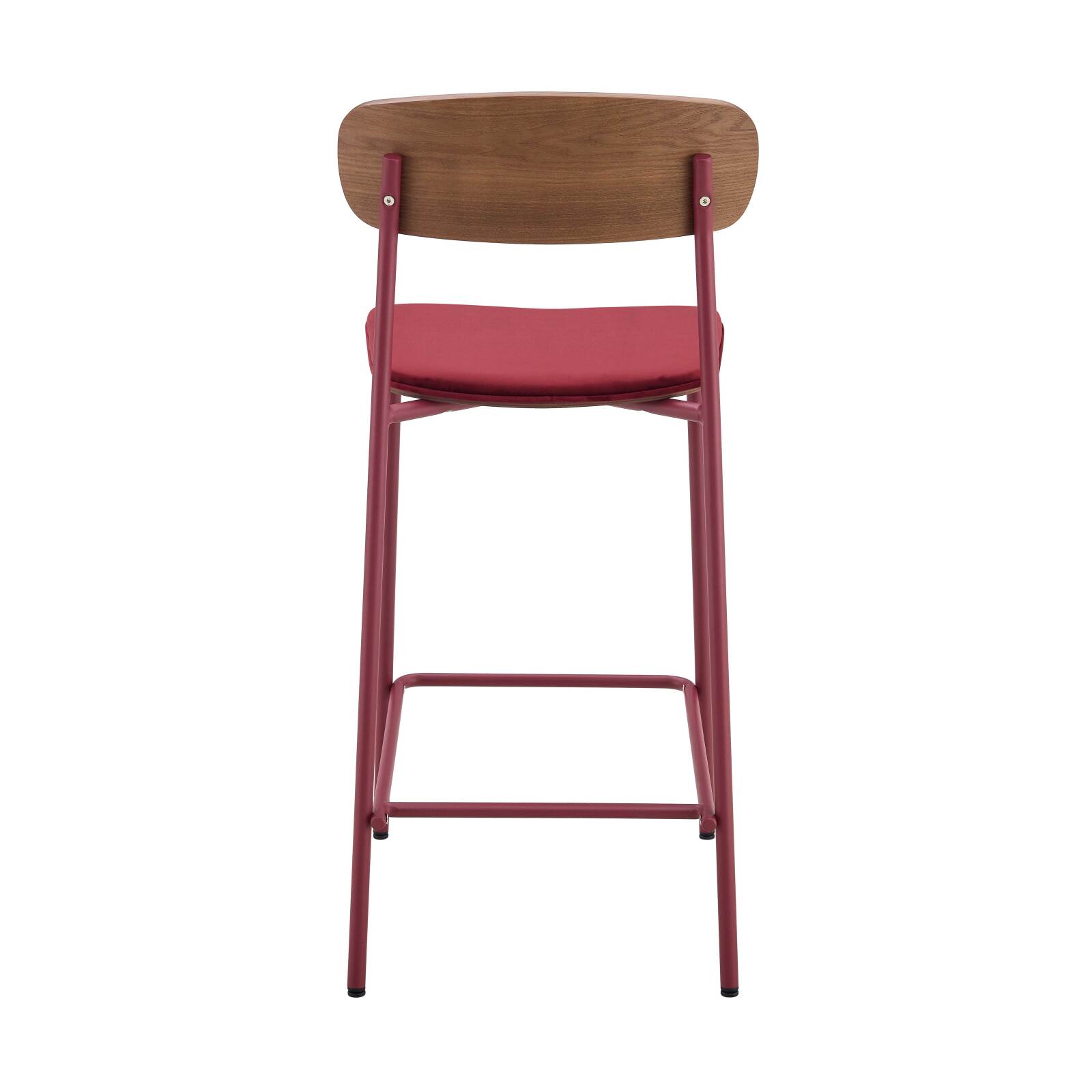 Set mit 2 Hochstühlen aus Metall, Holz und Stoff