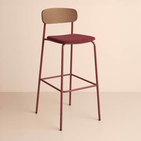 Set mit 2 Hochstühlen aus Metall, Holz und Stoff (2/7)