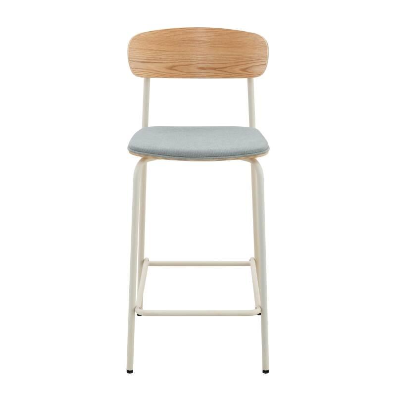 Set mit 2 Hochstühlen aus Metall, Holz und Stoff (2/6)