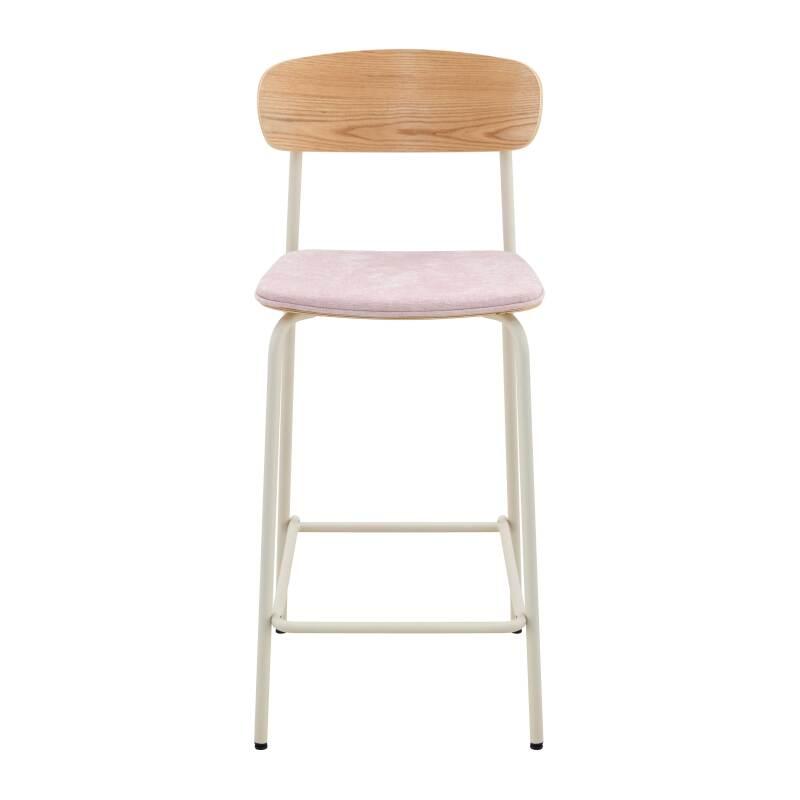 Set mit 2 Hochstühlen aus Metall, Holz und Stoff (2/6)