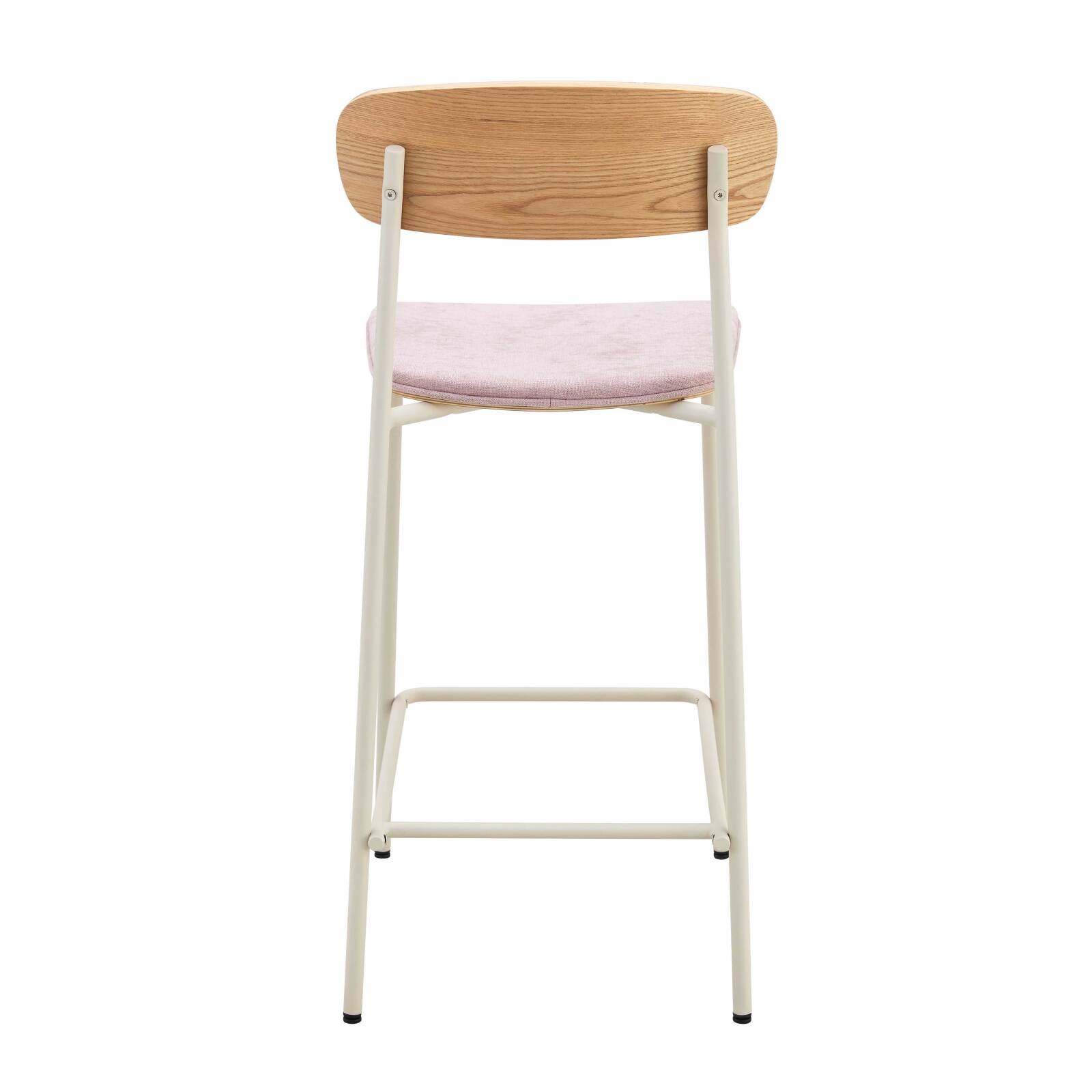 Set mit 2 Hochstühlen aus Metall, Holz und Stoff