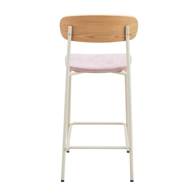 Set mit 2 Hochstühlen aus Metall, Holz und Stoff (4/6)