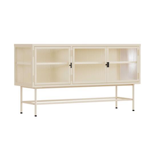 Sideboard aus Metall und Glas, 3 Türen, 120 cm | Oviala