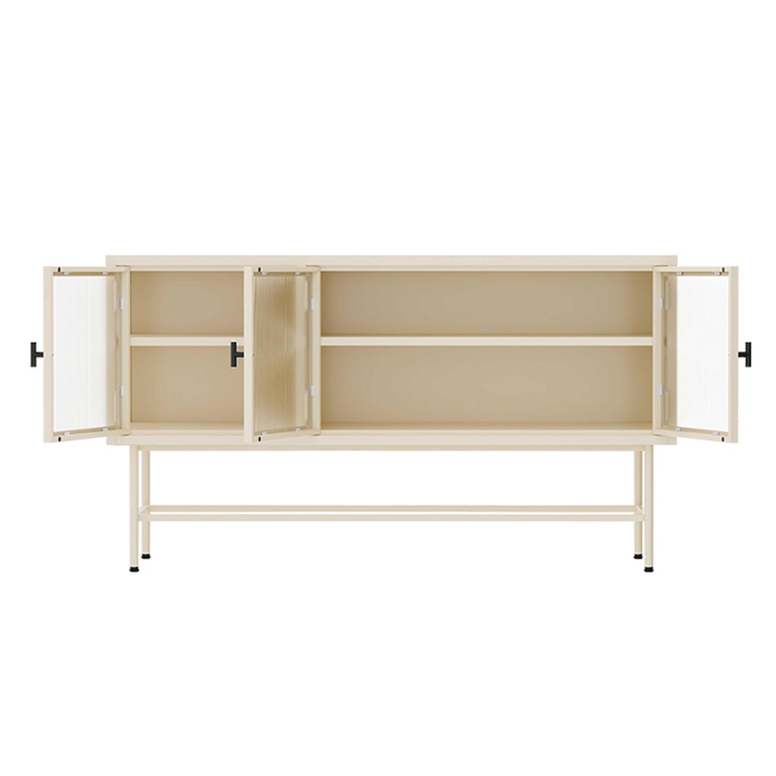 Büfett aus Metall und Glas, 3 Türen, 120 cm