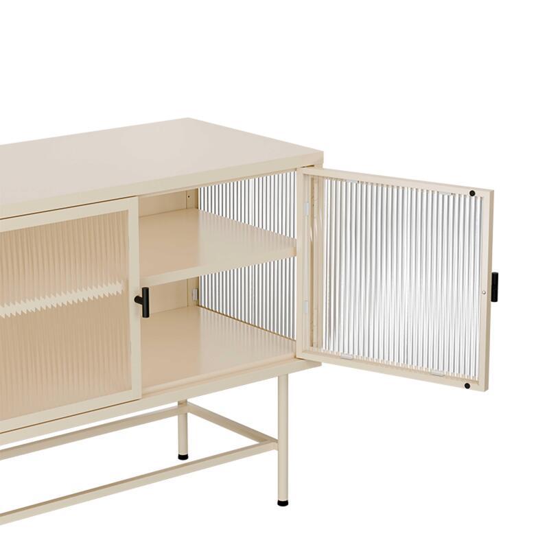 Büfett aus Metall und Glas, 3 Türen, 120 cm