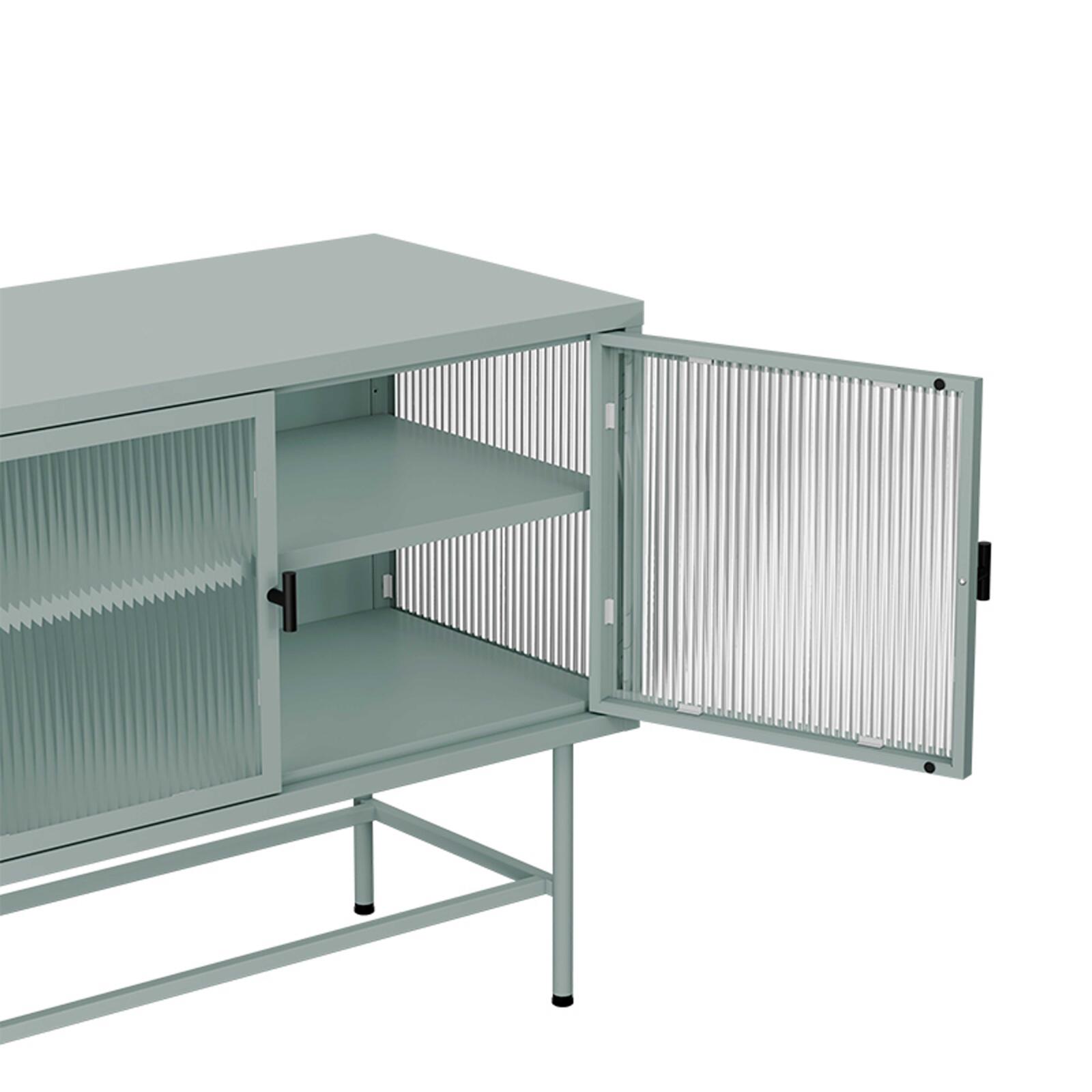 Büfett aus Metall und Glas, 3 Türen, 120 cm