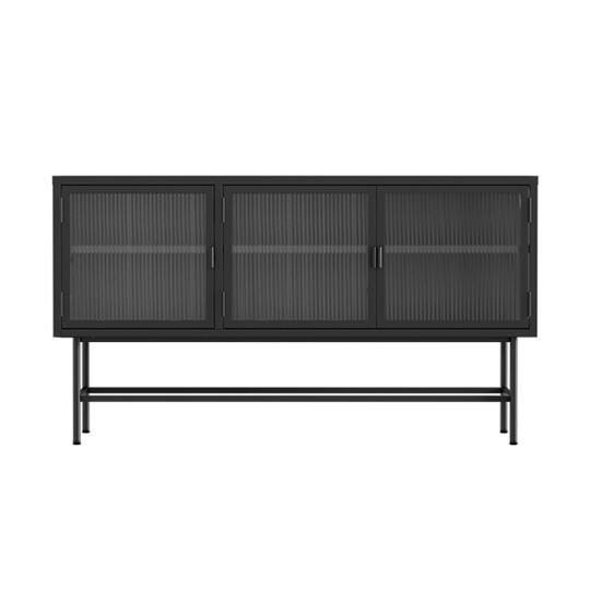 Büfett aus Metall und Glas, 3 Türen, 120 cm | Oviala
