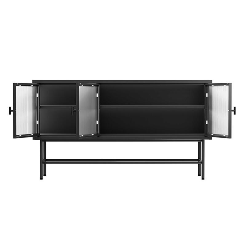 Büfett aus Metall und Glas, 3 Türen, 120 cm