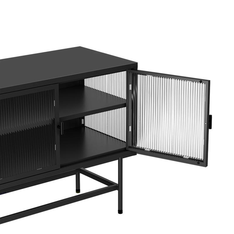 Büfett aus Metall und Glas, 3 Türen, 120 cm