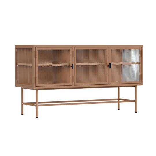 Sideboard aus Metall und Glas, 3 Türen, 120 cm | Oviala