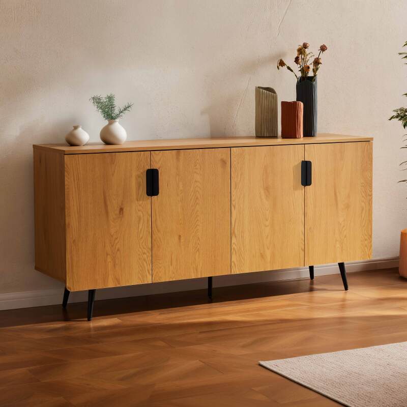 Büfett Holzoptik, 4 Türen, 160 cm