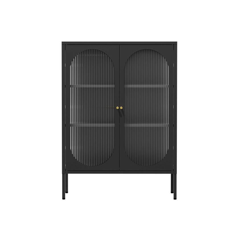 Büfett aus Metall und Glas, 2 Türen, 80 cm