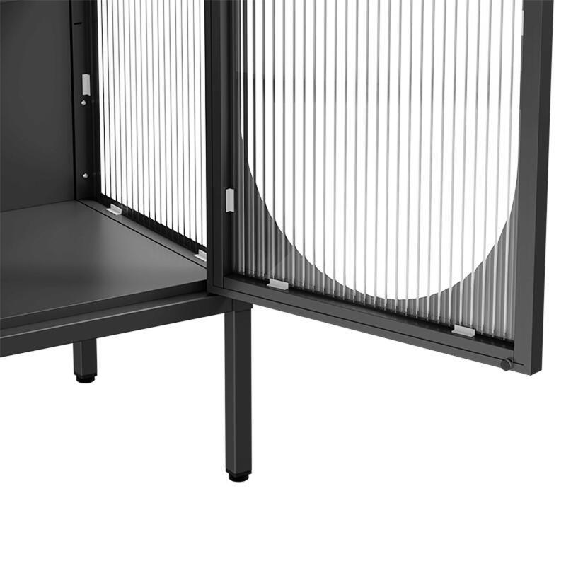 Büfett aus Metall und Glas, 2 Türen, 80 cm