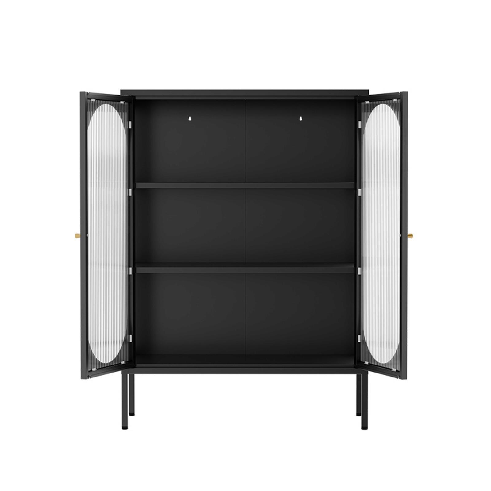 Büfett aus Metall und Glas, 2 Türen, 80 cm