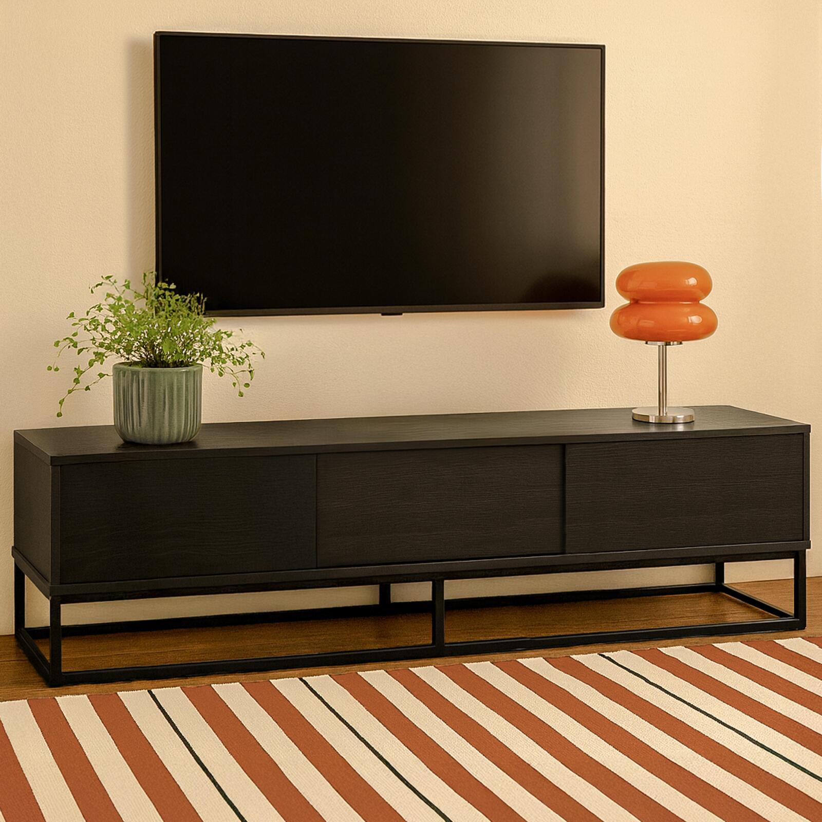 TV-Möbel schwarz 180 cm Holzoptik moderne TV-Möbel schwarz 180 cm Holzoptik moderne