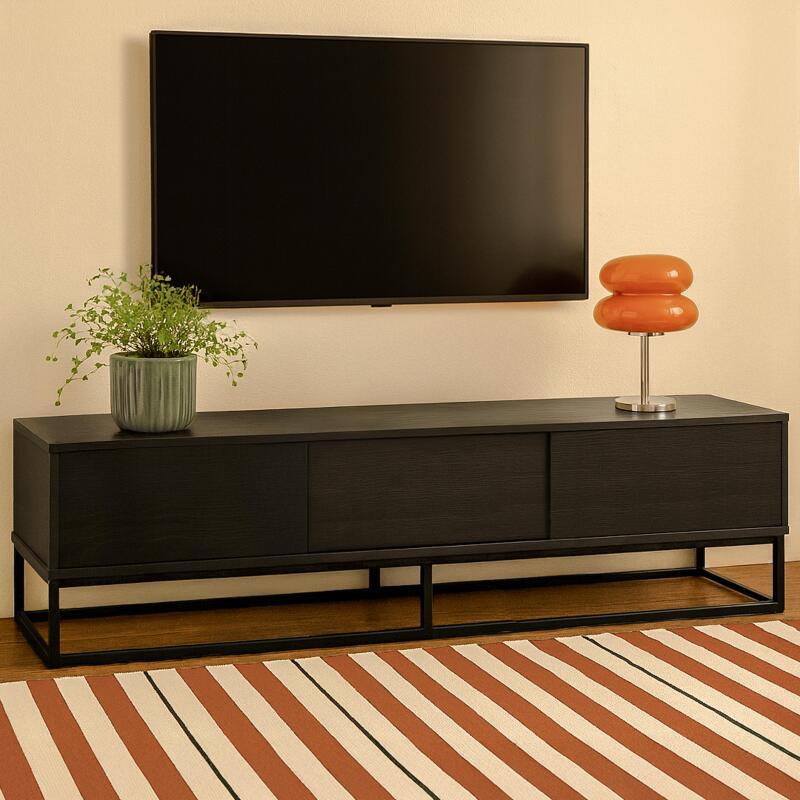 TV-Möbel schwarz 180 cm Holzoptik moderne