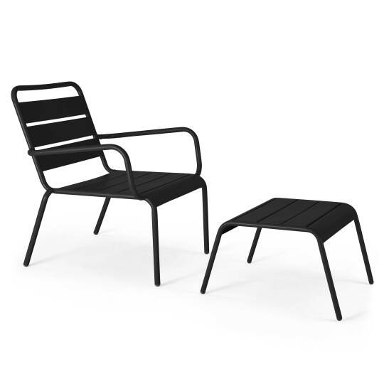 Niedriger Garten Sessel mit robuster Metallfußstütze | Oviala