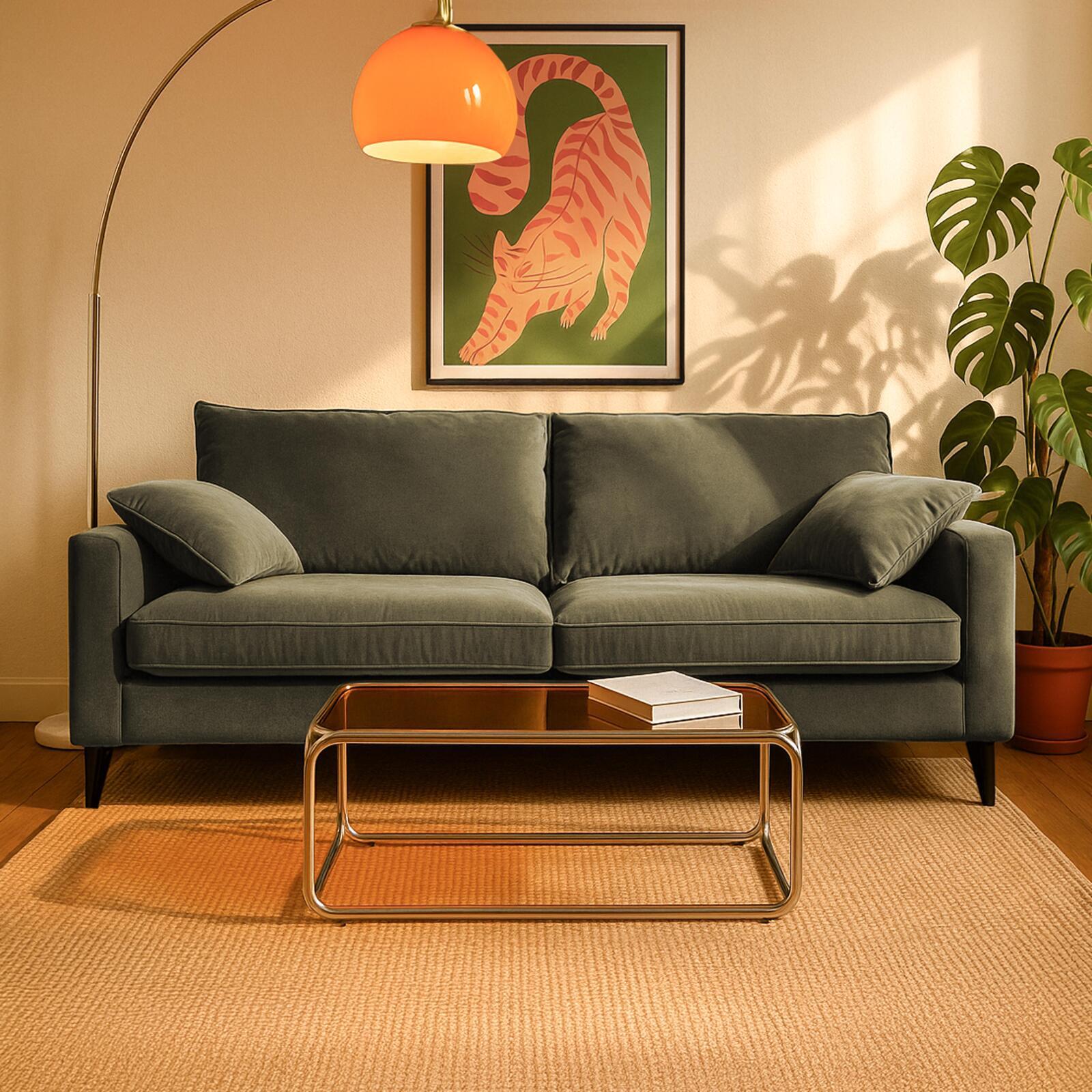 Schlafsofa 3-Sitzer aus Samtbezug abnehmbar mit Kissen