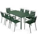 Gartentisch aus Metall, 180x90 cm, und 8 Stühle mit Armlehnen