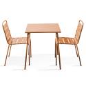Gartentisch im Bistro-Stil, quadratisch, aus Metall, 70x70 cm, und 2 Stühle