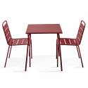 Gartentisch im Bistro-Stil, quadratisch, aus Metall, 70x70 cm, und 2 Stühle