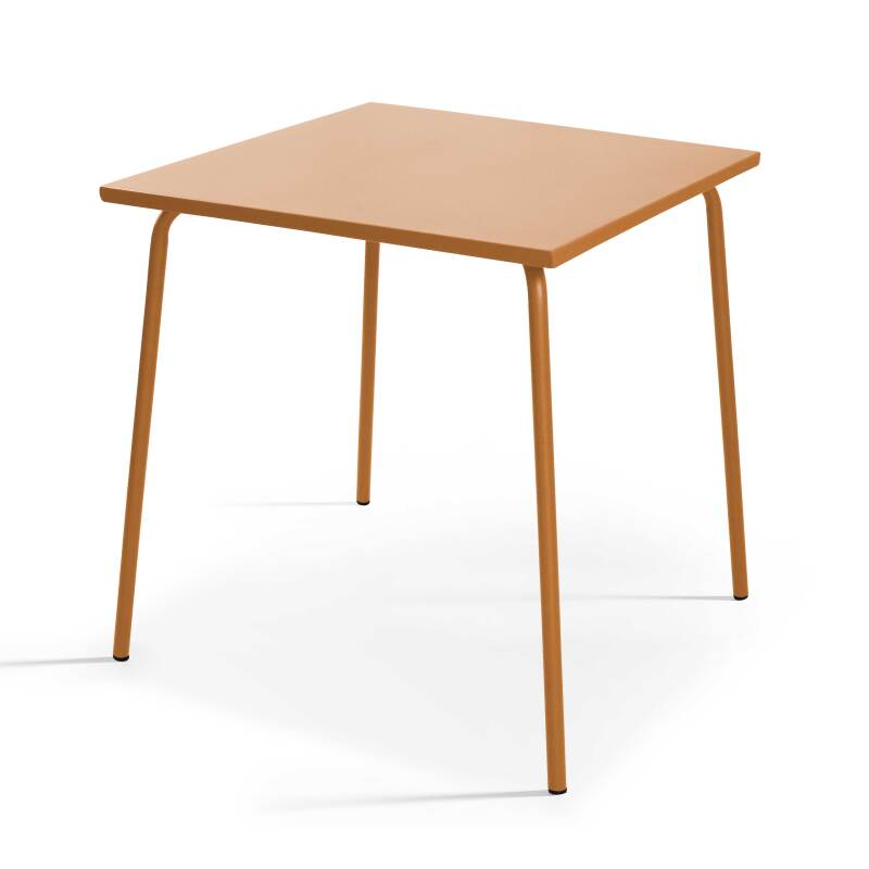 Quadratischer Gartentisch aus Metall, 70x70 cm, und 4 Stühle