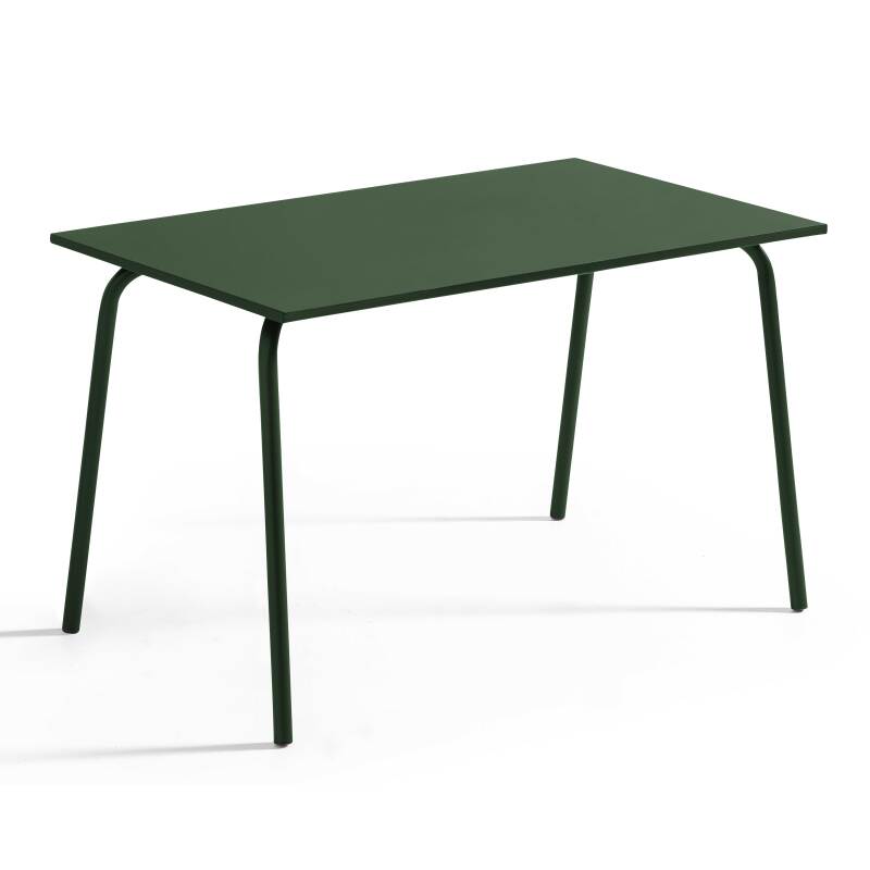 Gartentisch aus Metall, 120x70 cm, und 4 Stühle mit Armlehnen
